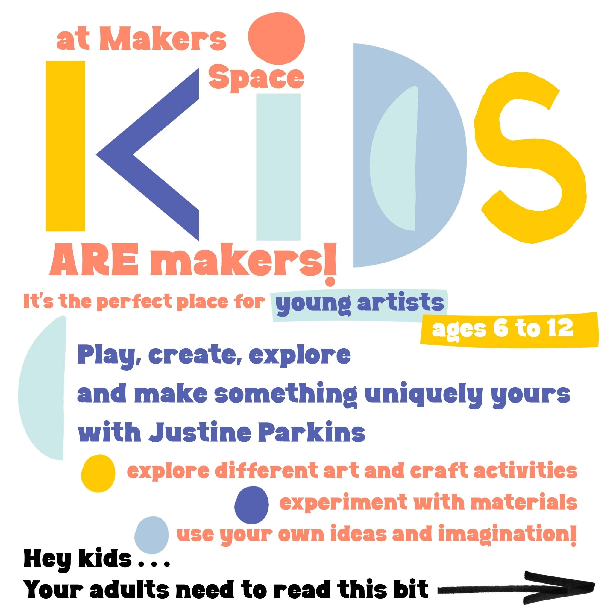 Places in these sessions are limited, so get all the info you need and make sure you book in, here at https://www.makersspace.com.au/events

#creativekids #kidsaremakers #youngartists #artforwellness #makersspacedunedoo