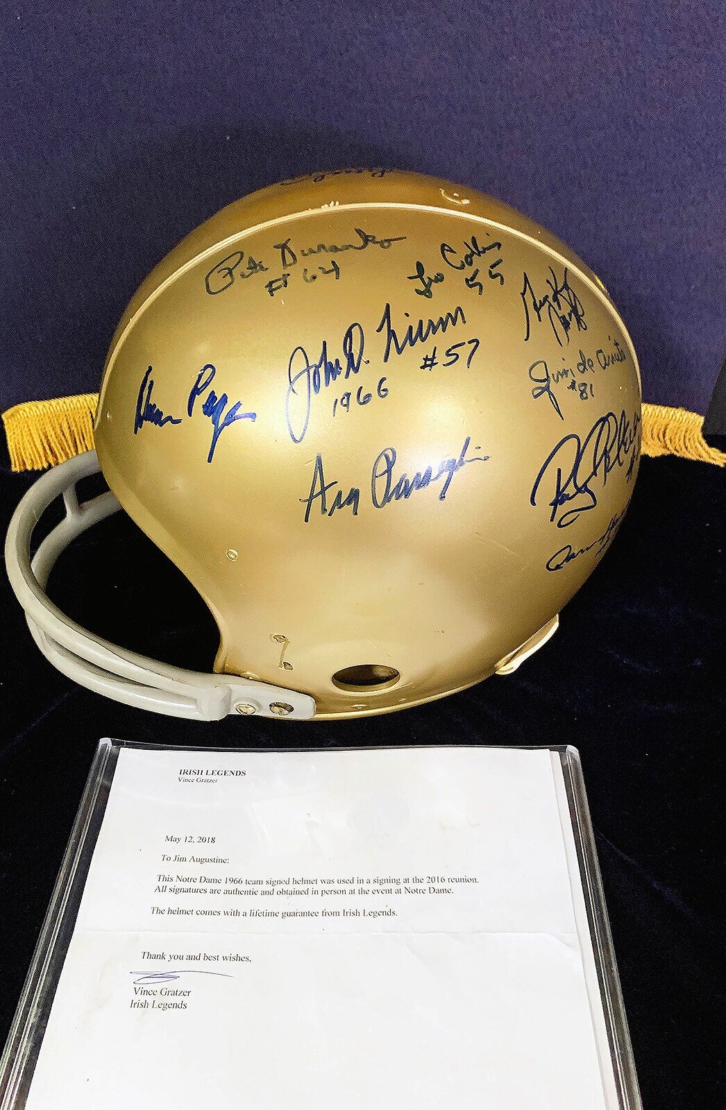 60s+Game+Used+Notre+Dame+Football+Helmet+Autographed+Parseghian+Augies+Locker+Room+2.jpg