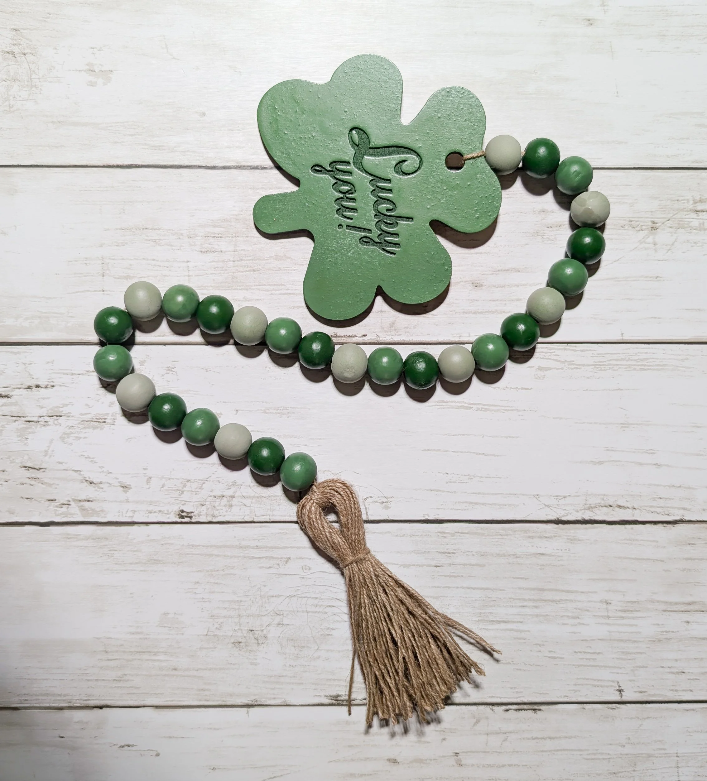 Lucky You Tiered Tray Small Garland Wooden Beads And Twine