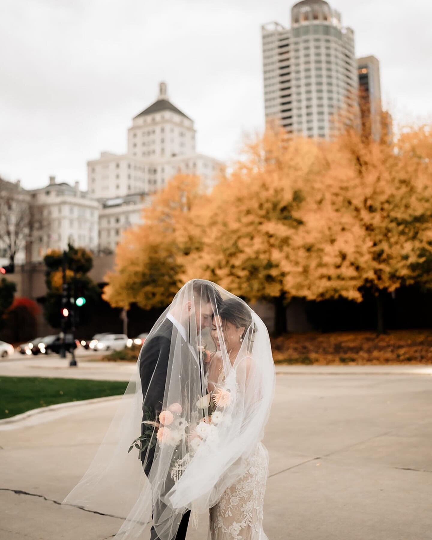 Does it get better than fall colors and twinkly city lights?! Loved that we found some time to sneak away to get some pretty blue hour photos with Emily and Andy! 

Vendors: 
@remingtonsflowers 
@rustiqueswan 
@pritzlaffevents 
Video: @dolisterfilms
