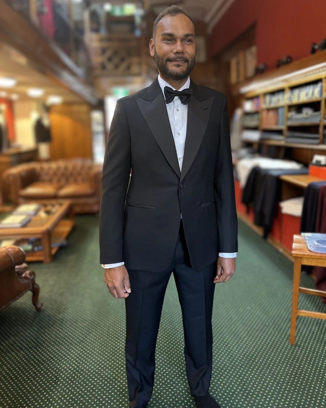 Final fitting for Eddie. 

Crafted in black barathea by @dormeuil1842, elevated with silk grosgrain peak lapels. A true black tie silhouette.

#TuxedoSydney #BlackTieStyle #BespokeTailoring #WeddingTuxedo #ZinkAndSons