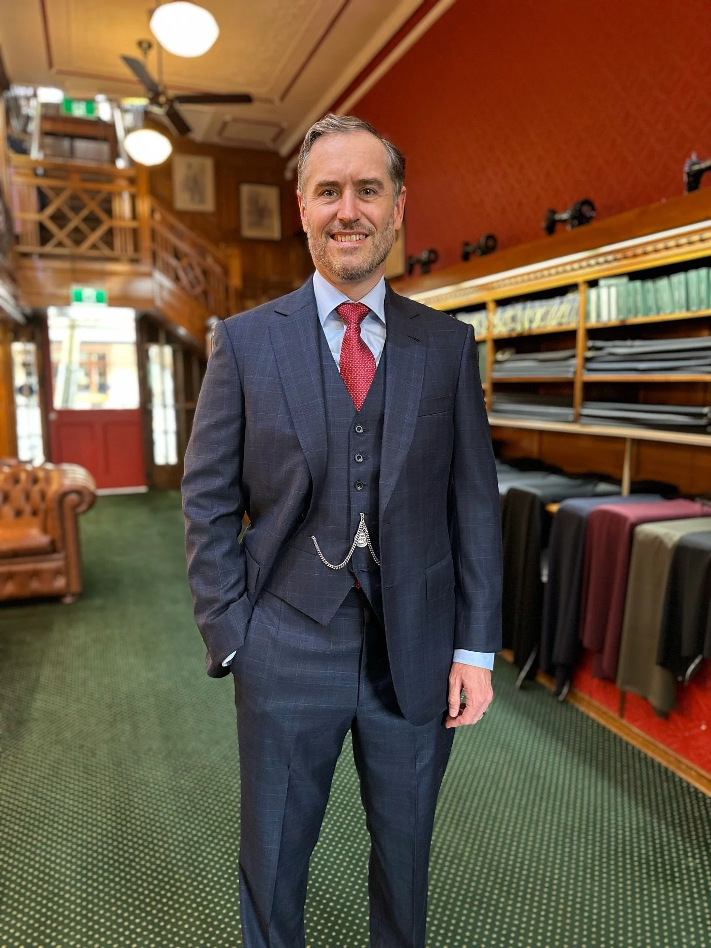 Final fitting for Stuart&rsquo;s three piece.

Full bespoke in Super 150s by Loro Piana, cut to a clean, dapper finish.

#TailorSydney #BespokeSuit #ThreePieceSuit #MensTailoring #ZinkAndSons