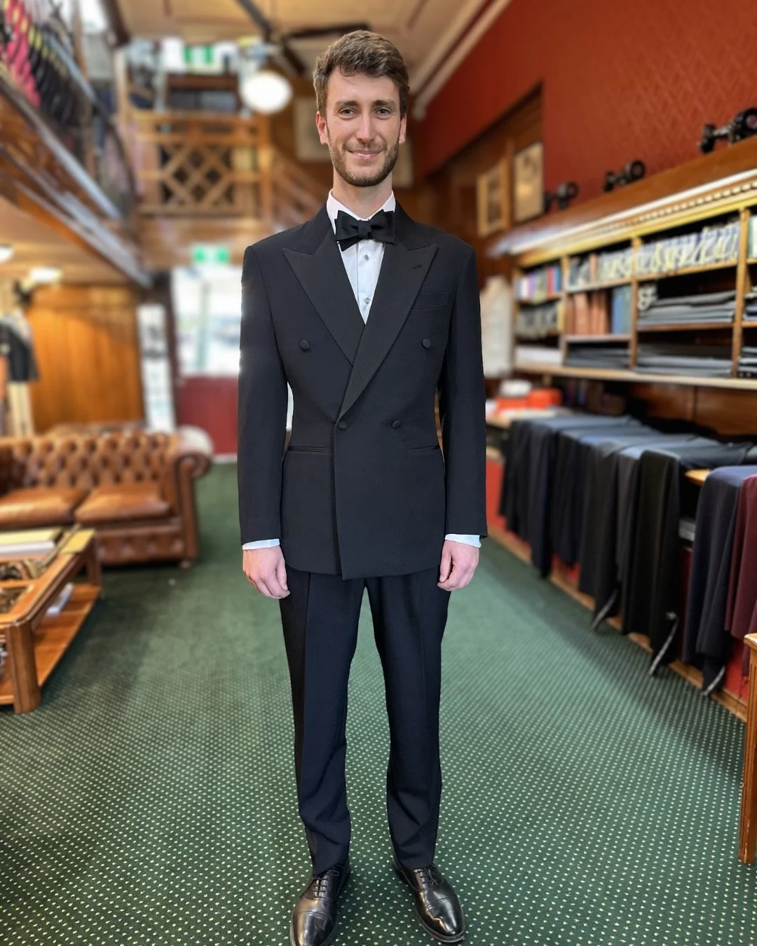 Final fitting for Max.

Midnight cloth by @dugdalebrosandco, cut into a double breasted tuxedo with black silk grosgrain lapels and tailored for an impeccable fit.

#TailorSydney #WeddingTuxedo #BlackTie #BespokeTailoring #ZinkAndSons
