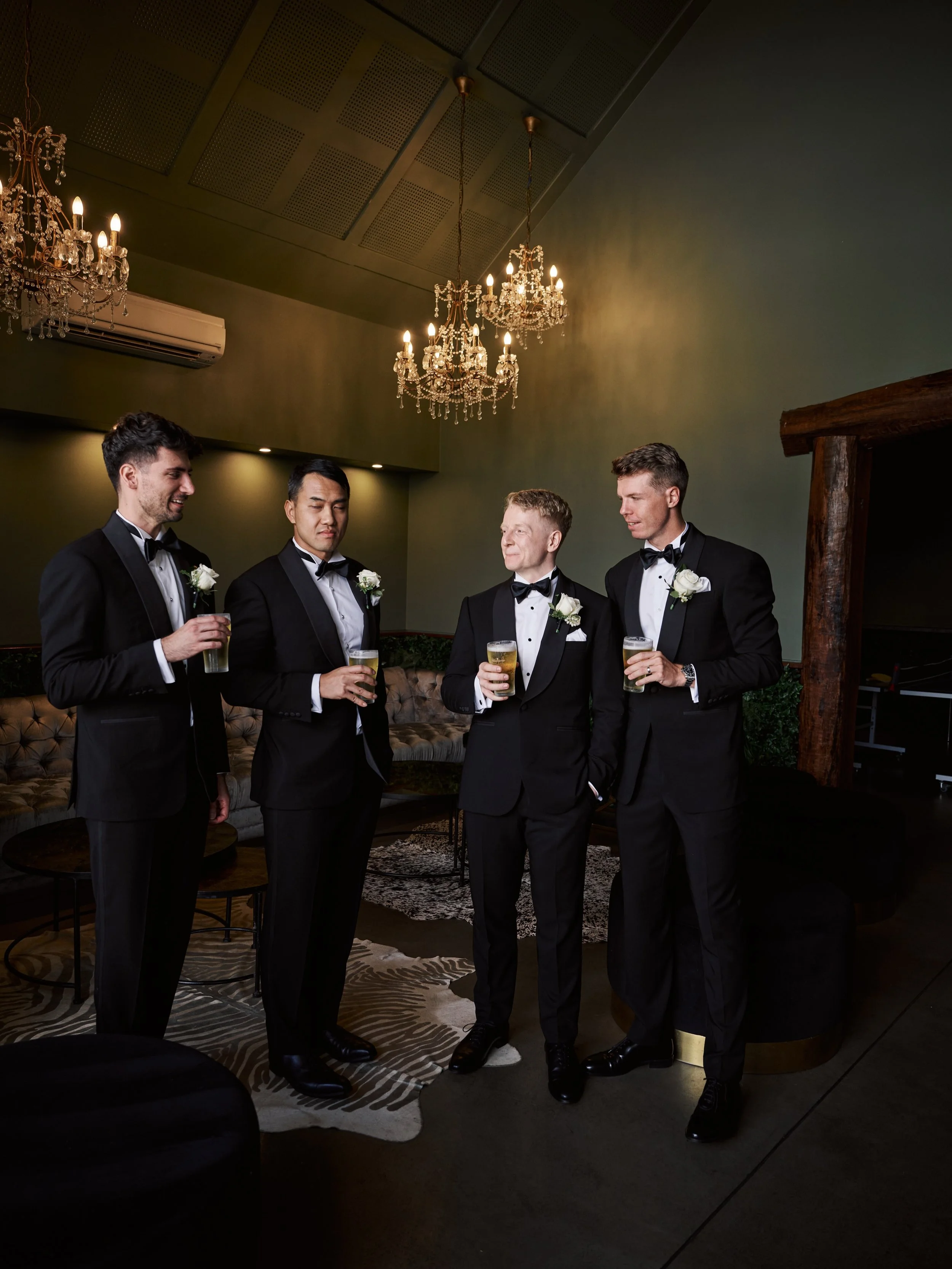 Black tie for Rens and his groomsmen.

Tailored from Loro Piana &ldquo;Black Black&rdquo; with classic grosgrain shawl lapels.

#TailorSydney #WeddingTuxedo #BlackTieStyle #ZinkAndSons