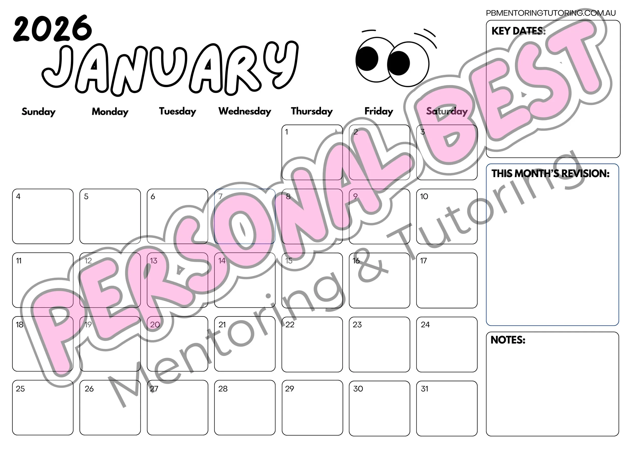 2026 Monthly Calendar: Low Ink Monochrome - PDF Download