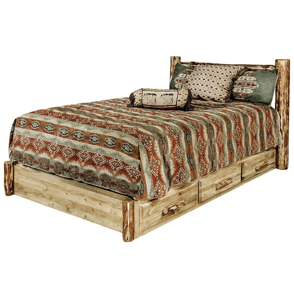 Glacier Country Collection Rustic, Country Style King Bed Frames With Storage