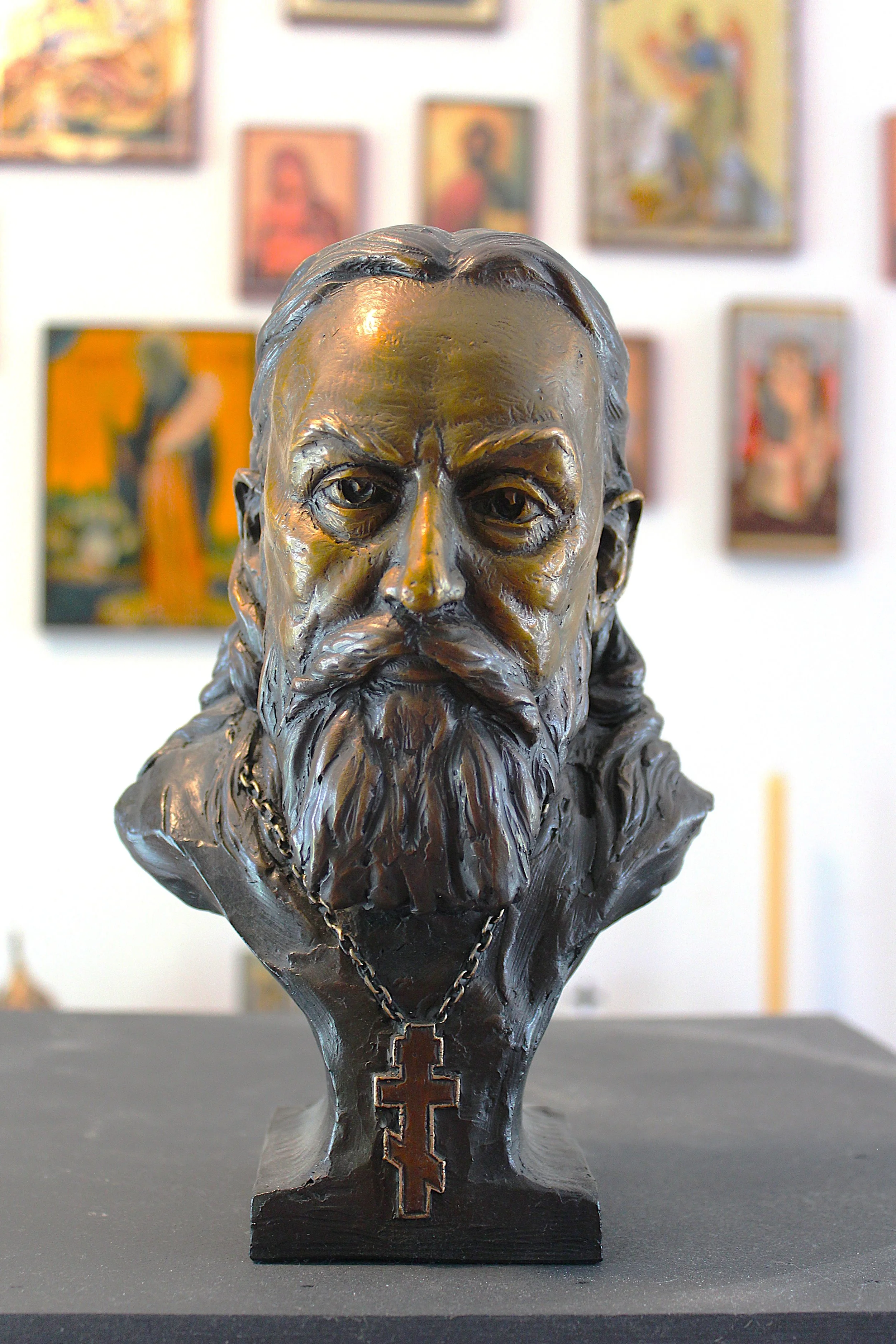 bronze portrait bust religious figure priest Father Sergei Bulgakov by sculptor Joel Turner