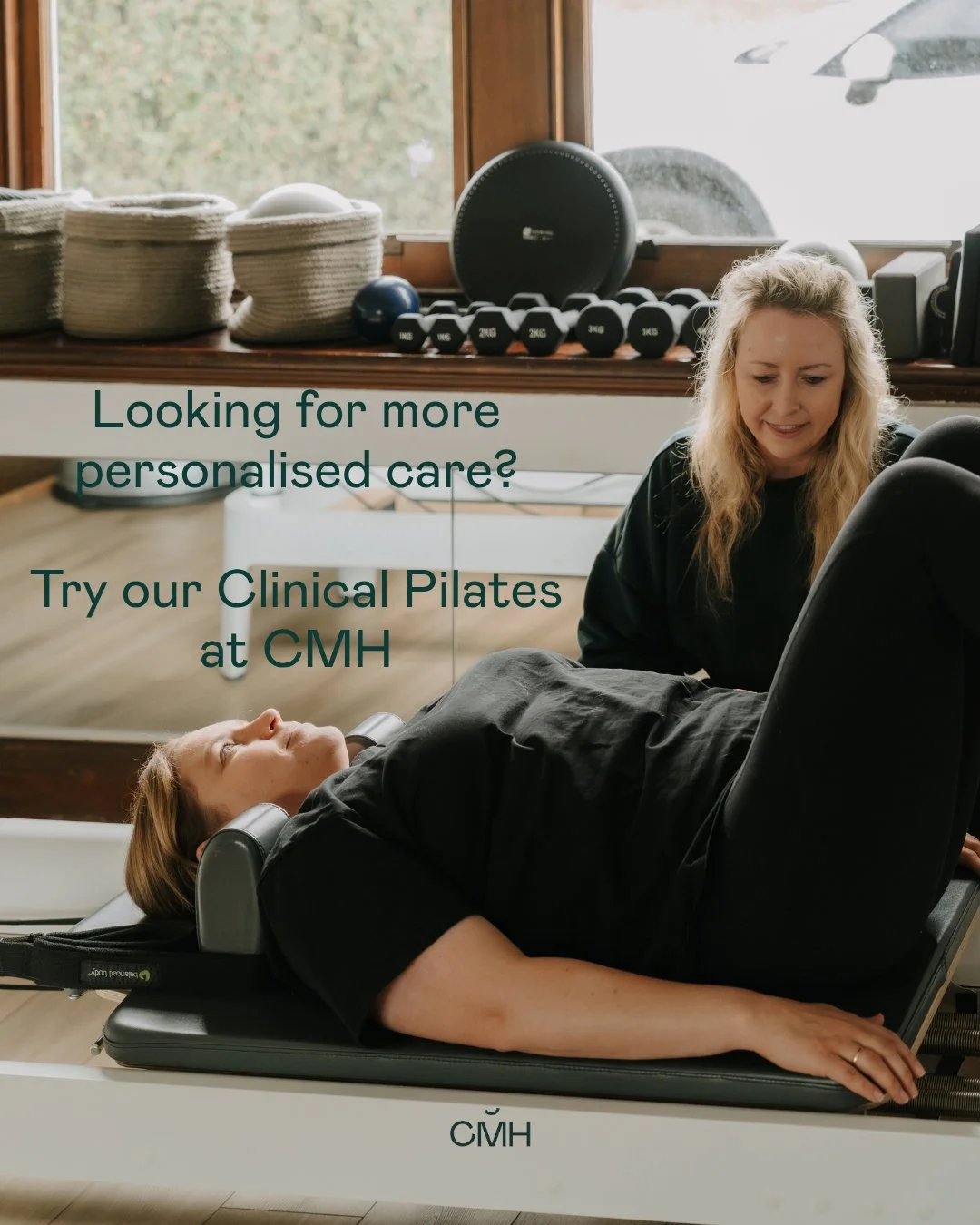 At CMH, our Clinical Pilates classes are a maximum of two clients meaning we can give you the personalised care your body deserves.

A mix of reformer, chair and mat Pilates, these classes are tailored specifically to you and you'll never do the same