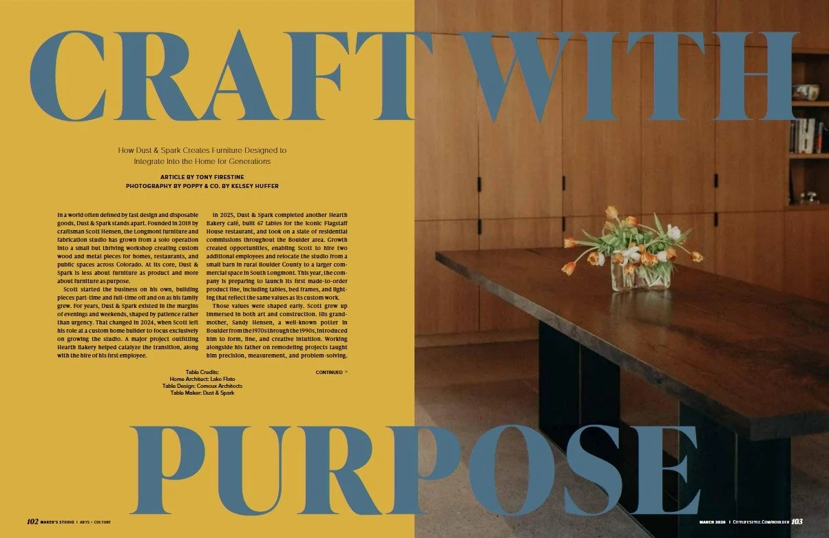 Last month we were featured in @boulderlifestyle with a great piece on our story and a glimpse into where we are headed. If you haven't already, go give it a read via the link in our bio.

Stellar photography by @poppyandco_

#customfurniture #furnit