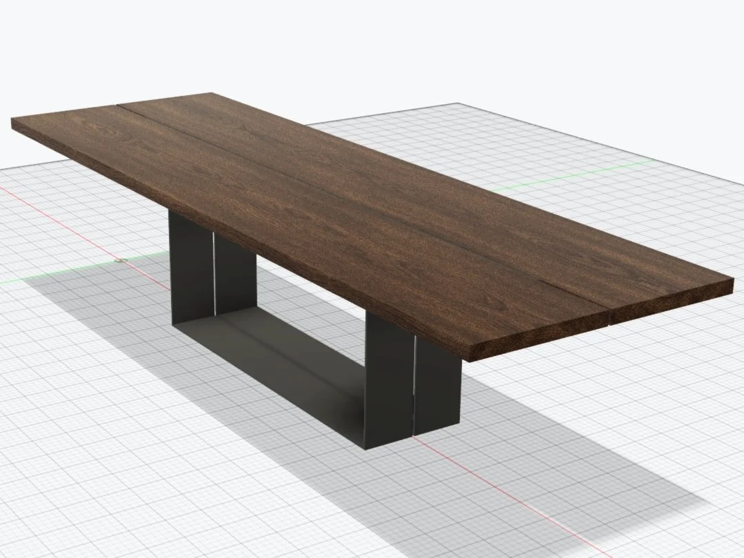 Walnut dining table CAD design rendering