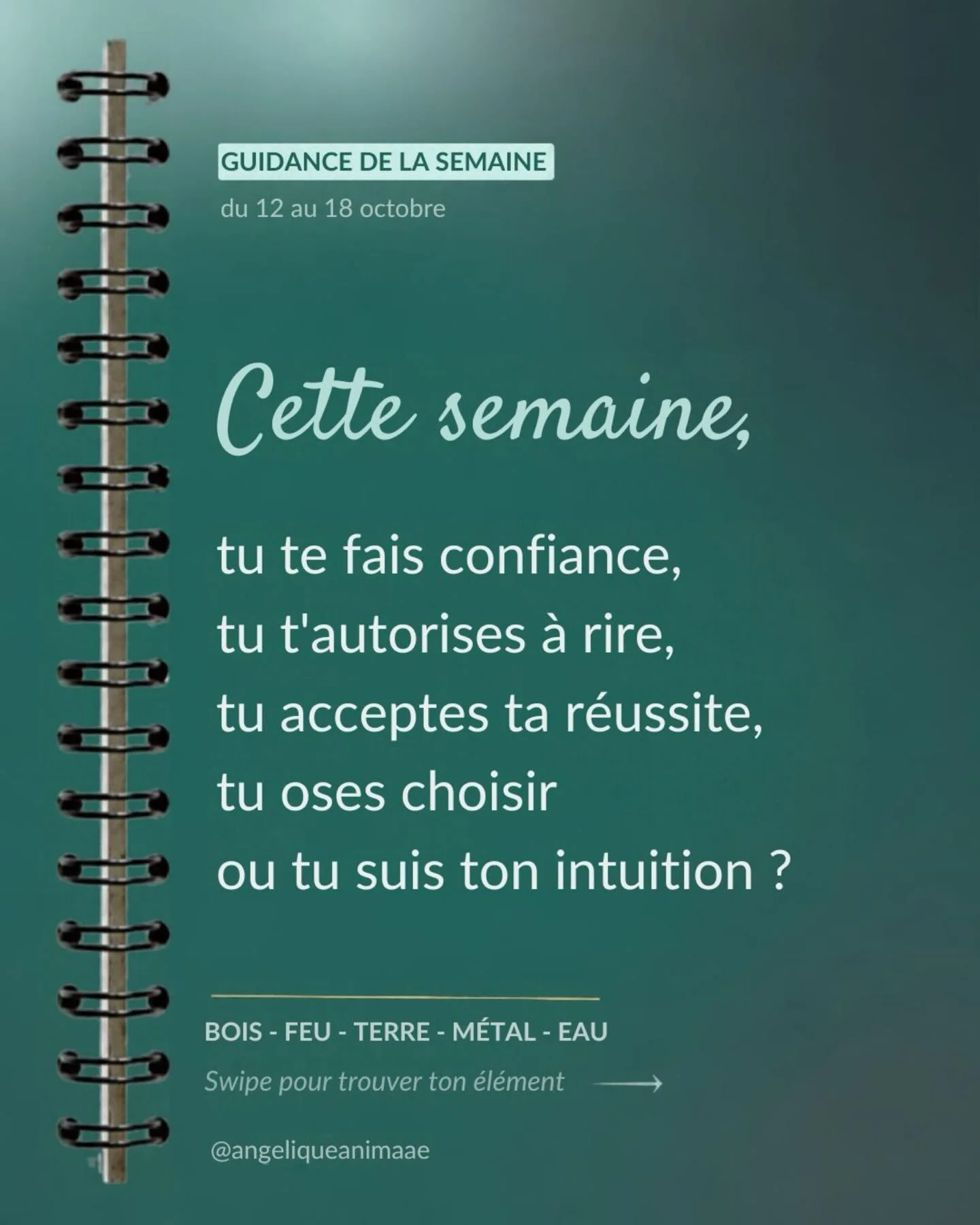Cette semaine, tu te fais confiance, tu t&rsquo;autorises &agrave; rire, tu acceptes ta r&eacute;ussite, tu oses choisir ou tu suis ton intuition ?

En m&eacute;decine traditionnelle chinoise, on a toutes un &eacute;l&eacute;ment dominant parmi les 5