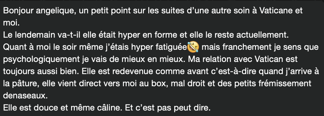 Extraits de témoignages écrits de femmes ayant retrouvé confiance, apaisement et une relation de rêve avec leurs chevaux