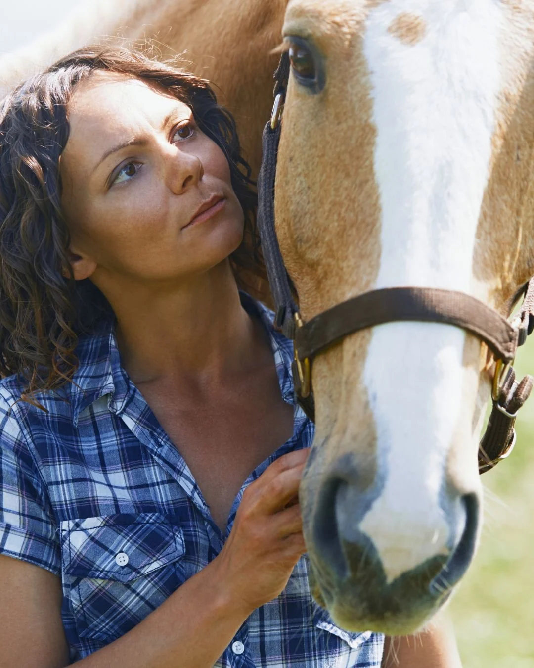 Une femme qui communique avec son cheval pour avoir une relation complice avec lui
