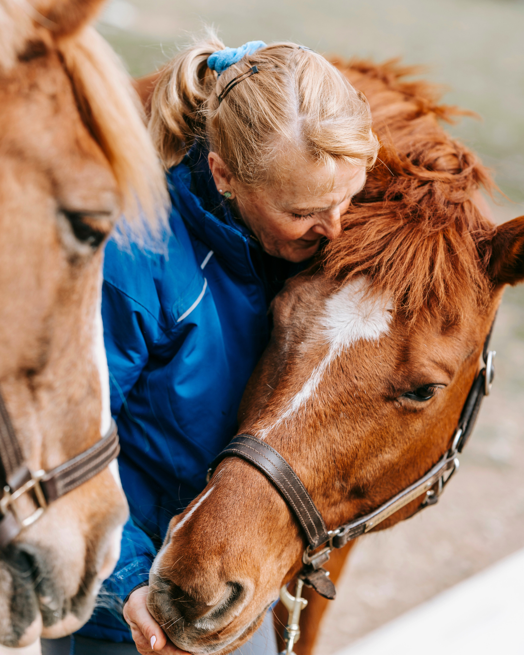 Une femme EAU en MTC avec ses chevaux