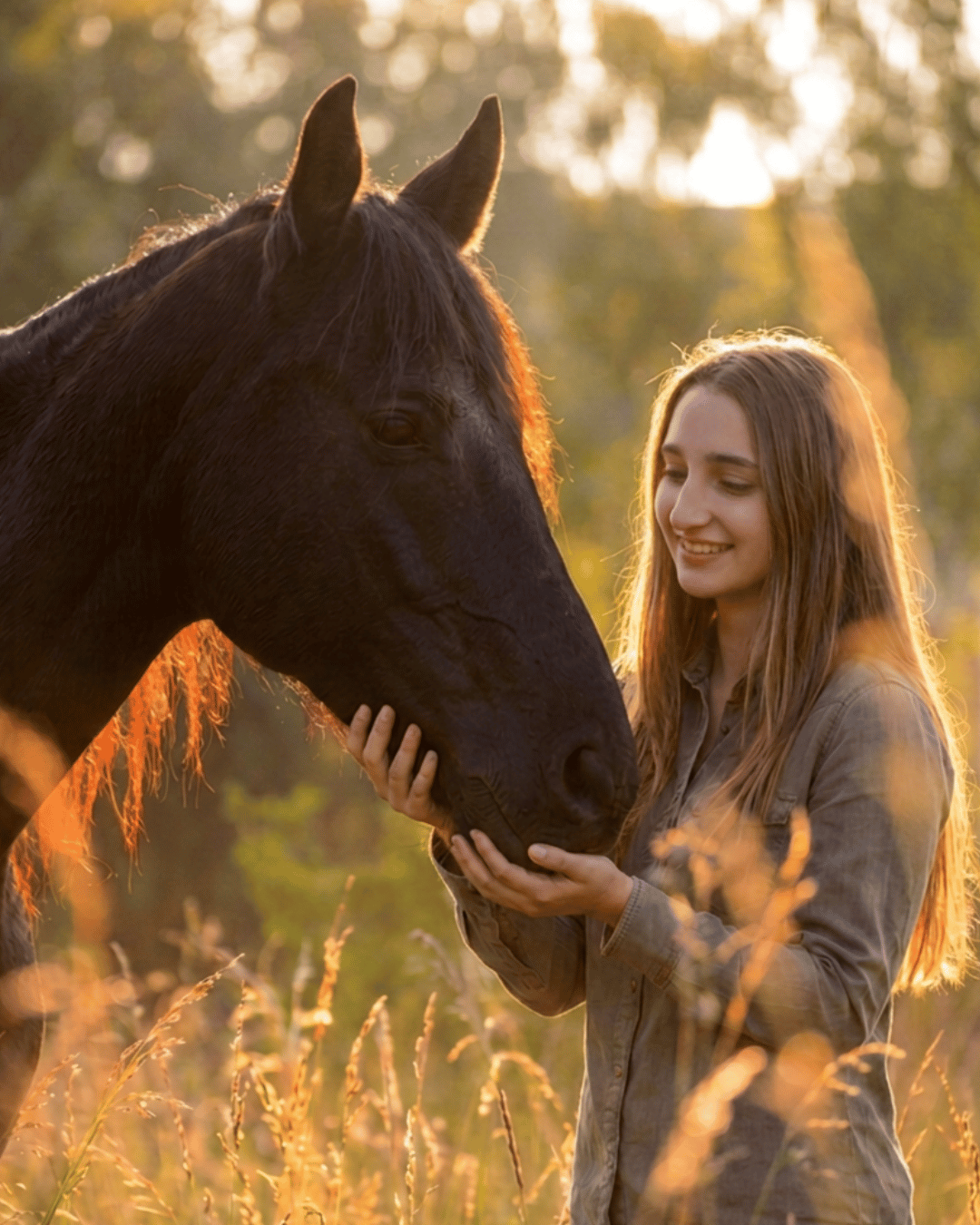 Femme qui comprend enfin ce que lui dit son cheval