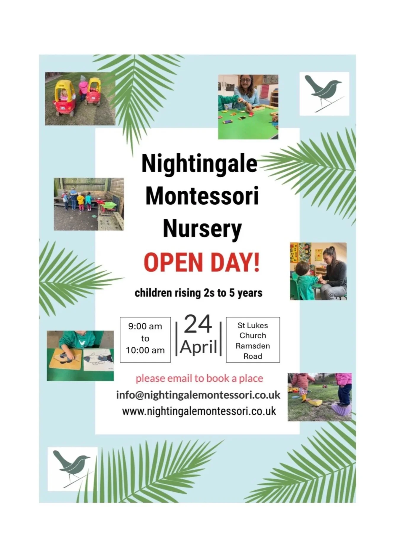  OPEN DAY at St Lukes
9 AM TO 10 AM 
FRIDAY 24th APRIL