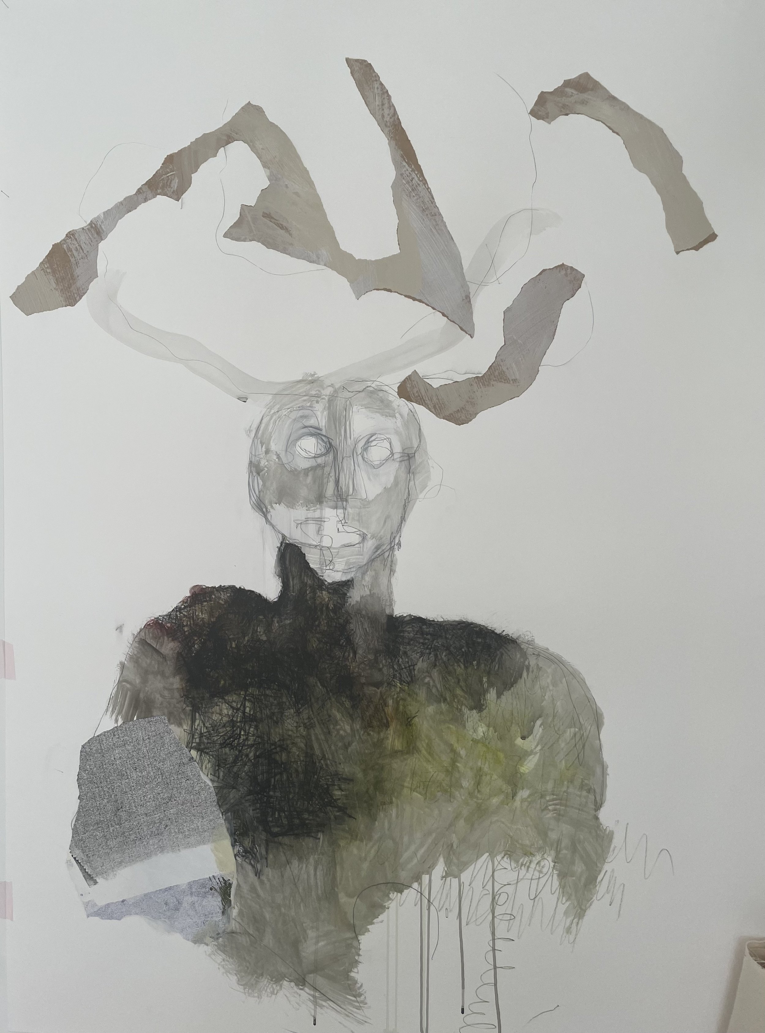 Pencil, charcoal, print collage on paper, 100x140cm