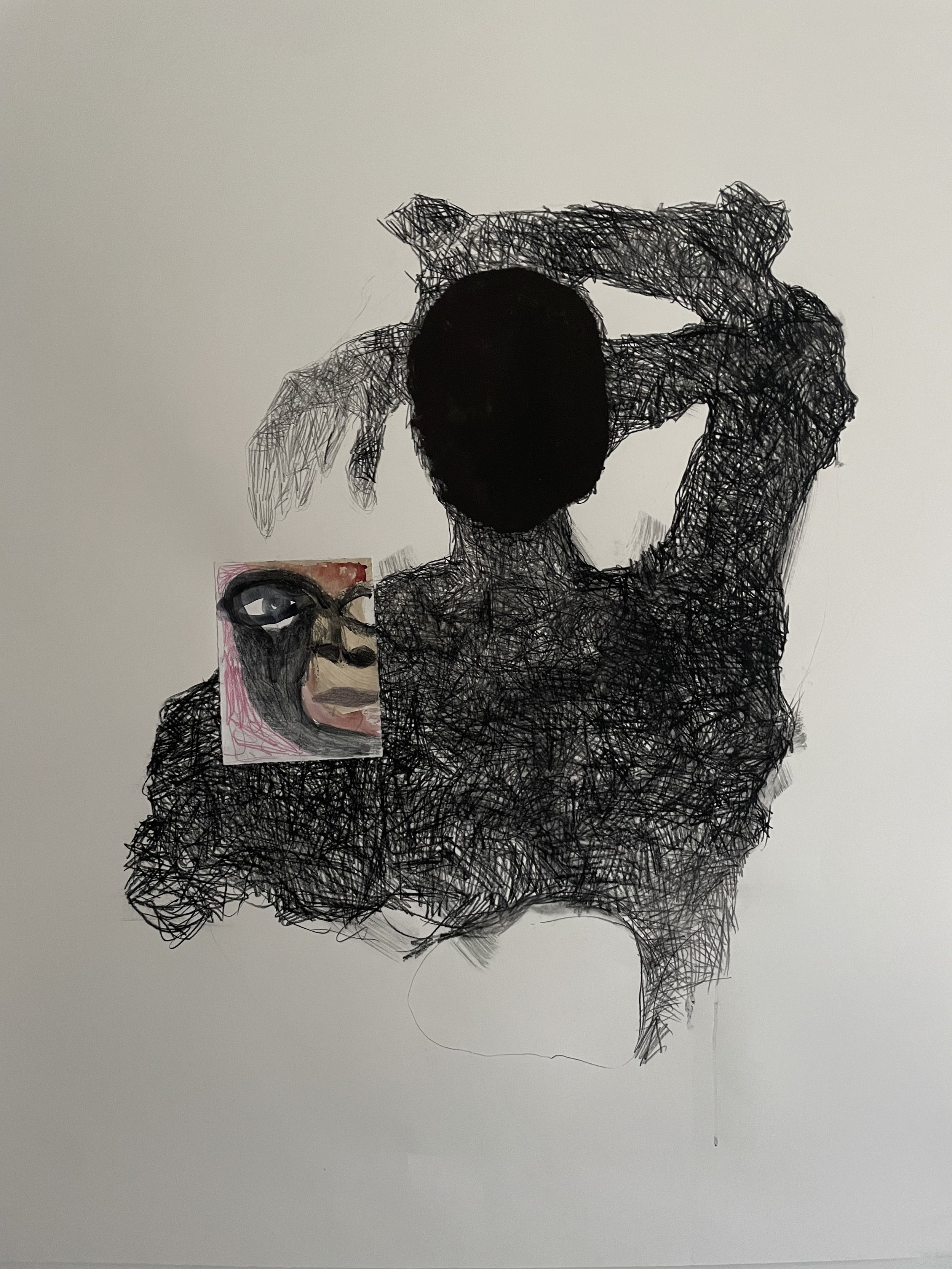 Charcoal, crayon, pencil, watercolour and gouache on paper 100x140cm