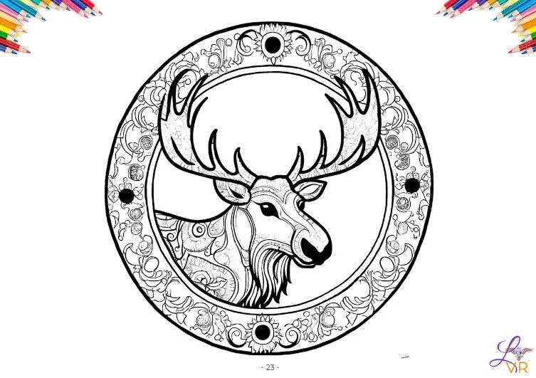 Mandala à colorier dédié à la Lune du Cornu, pause Médi’Thé de Léti’Quête en septembre 2026