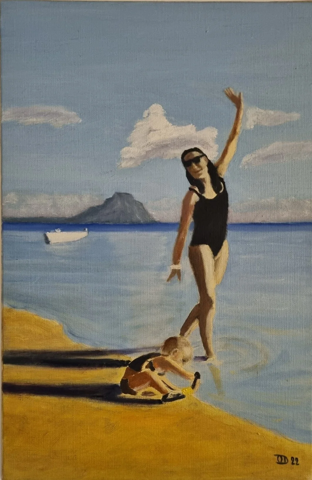 Chris et Nico à Maurice, huile sur toile, 47x33 cm