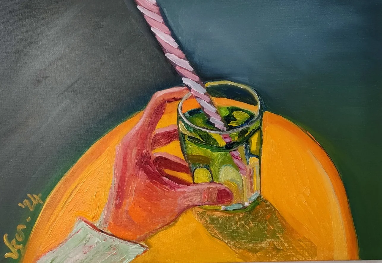 La menthe à l'eau - Huile sur toile - 55 x 38 cm - 2024