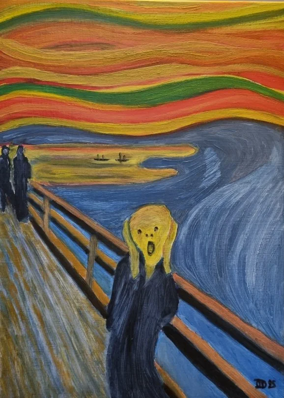 Le cri d'après Edvard Munch, huile sur toile, 51x38 cm