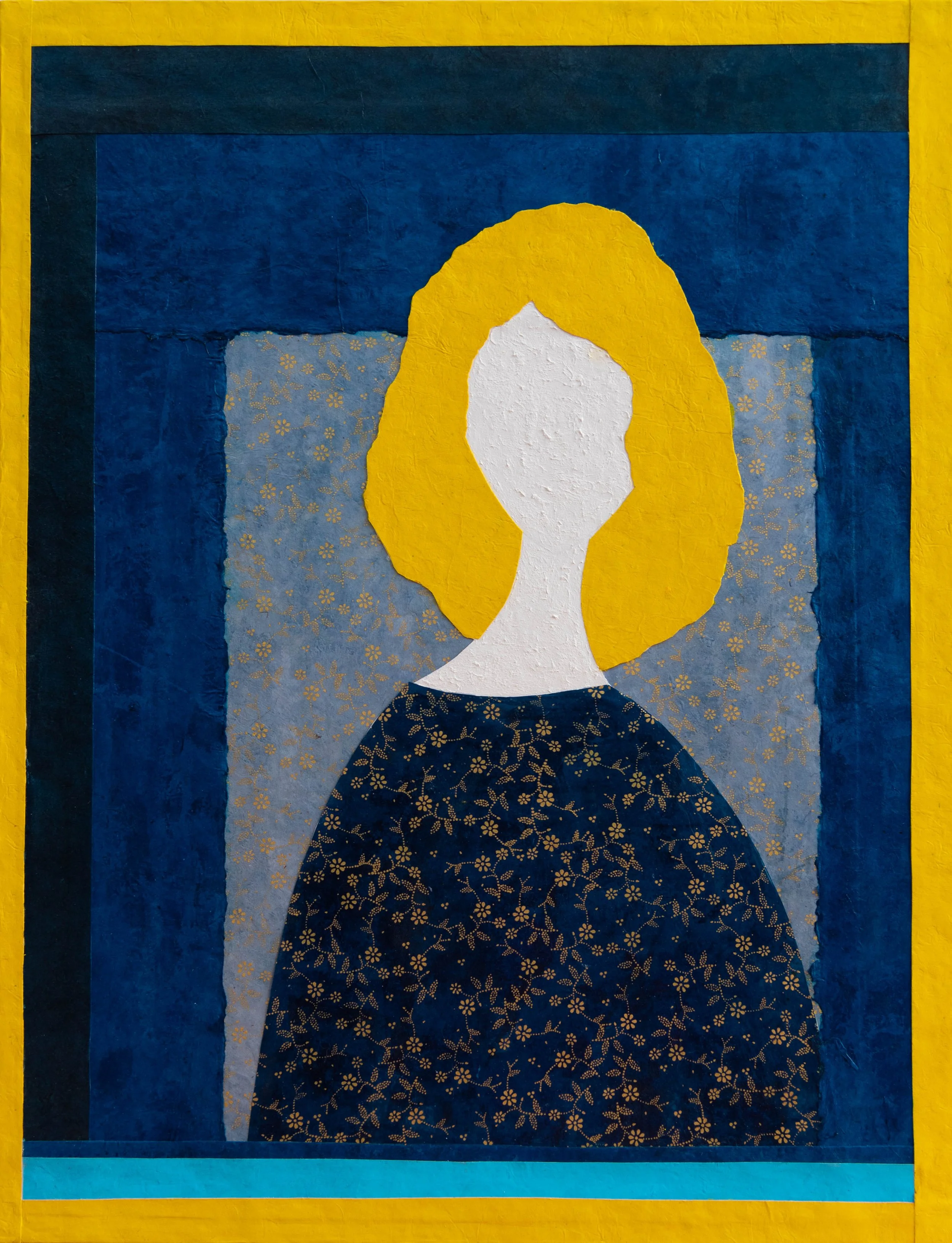 Young man with a roundel, mixed media