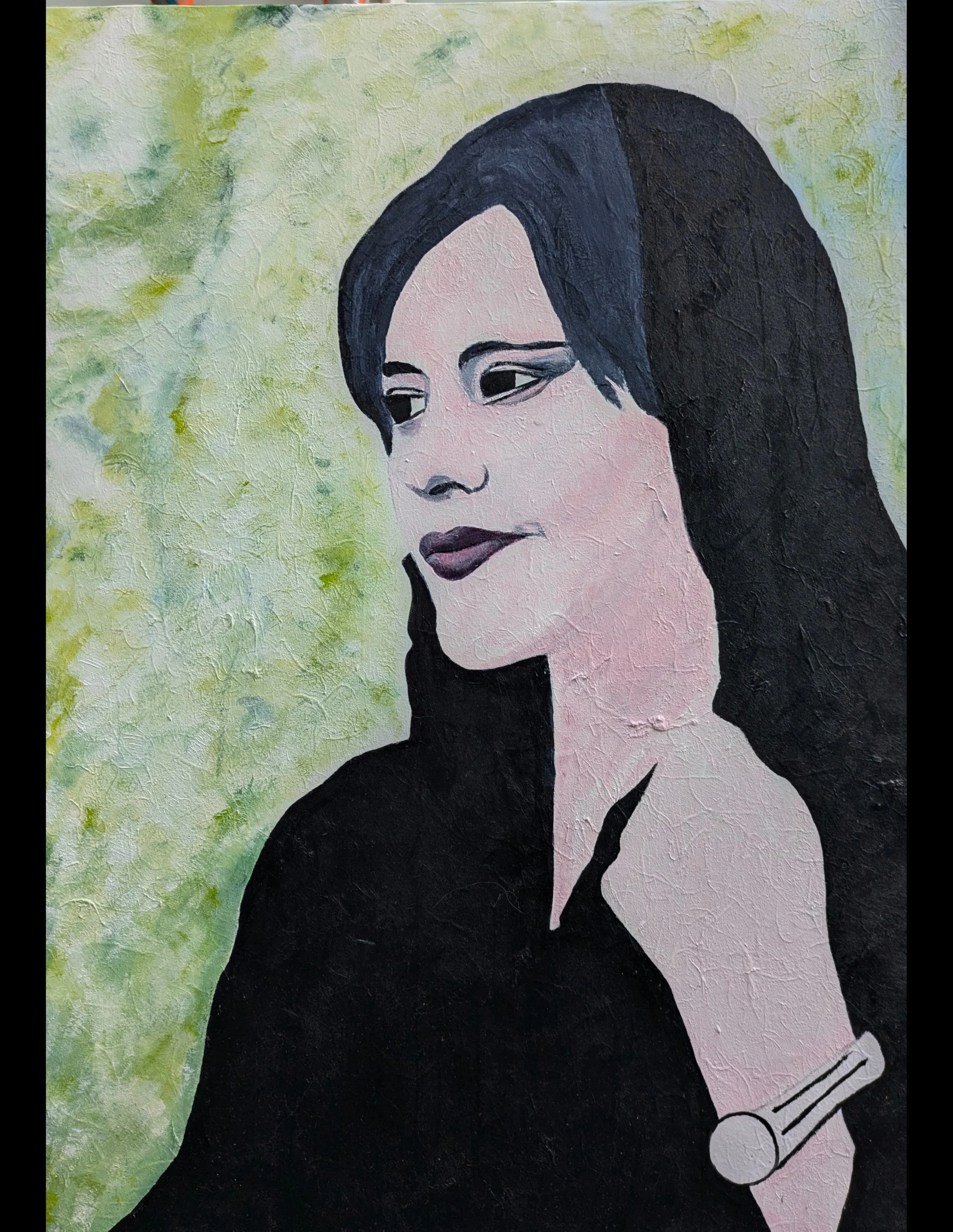 Mahsa Amini, Mixed media painting, 38x55 cm
