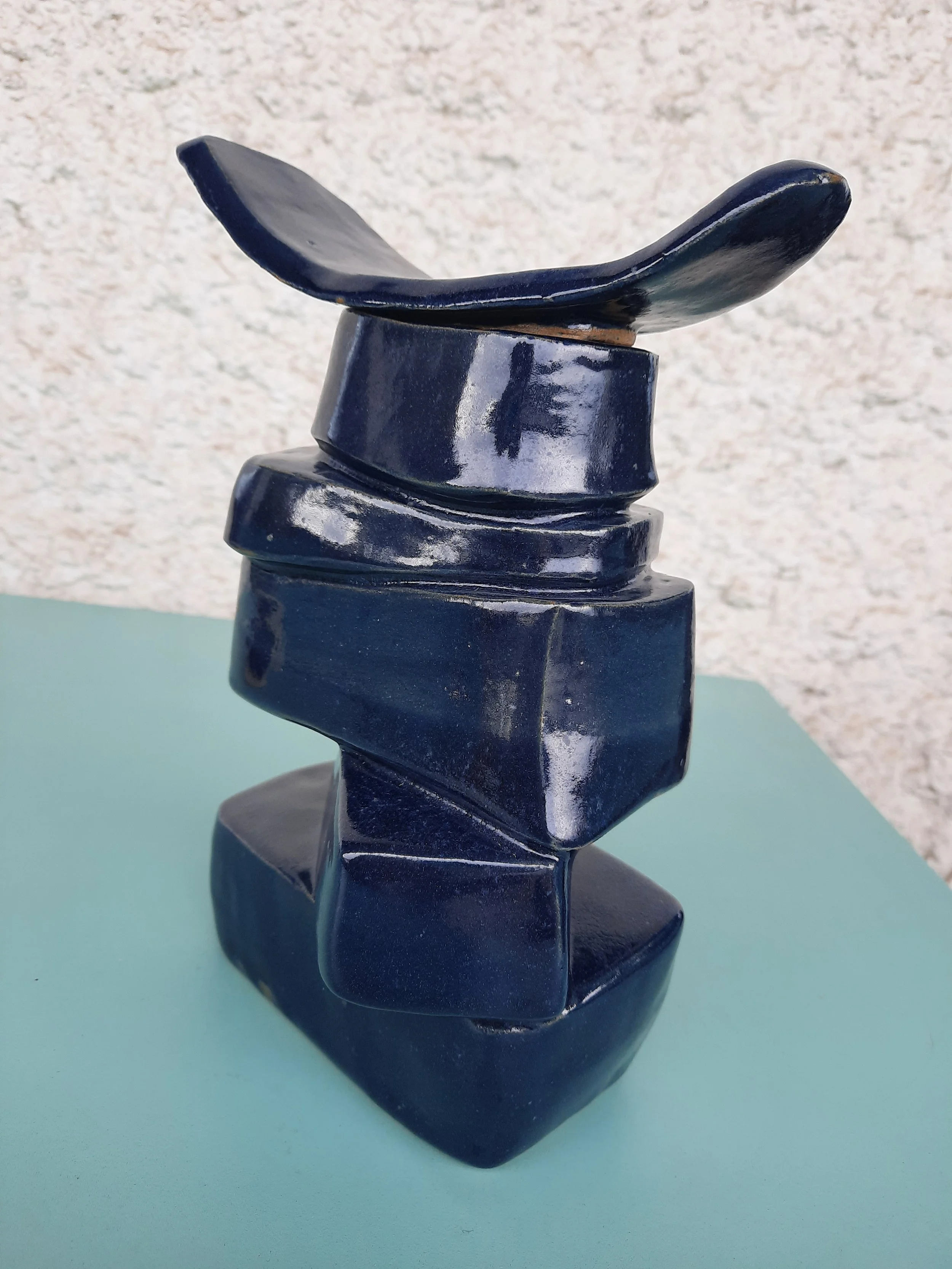 Portrait étrusque, terre cuite, 32 x22 x10 cm