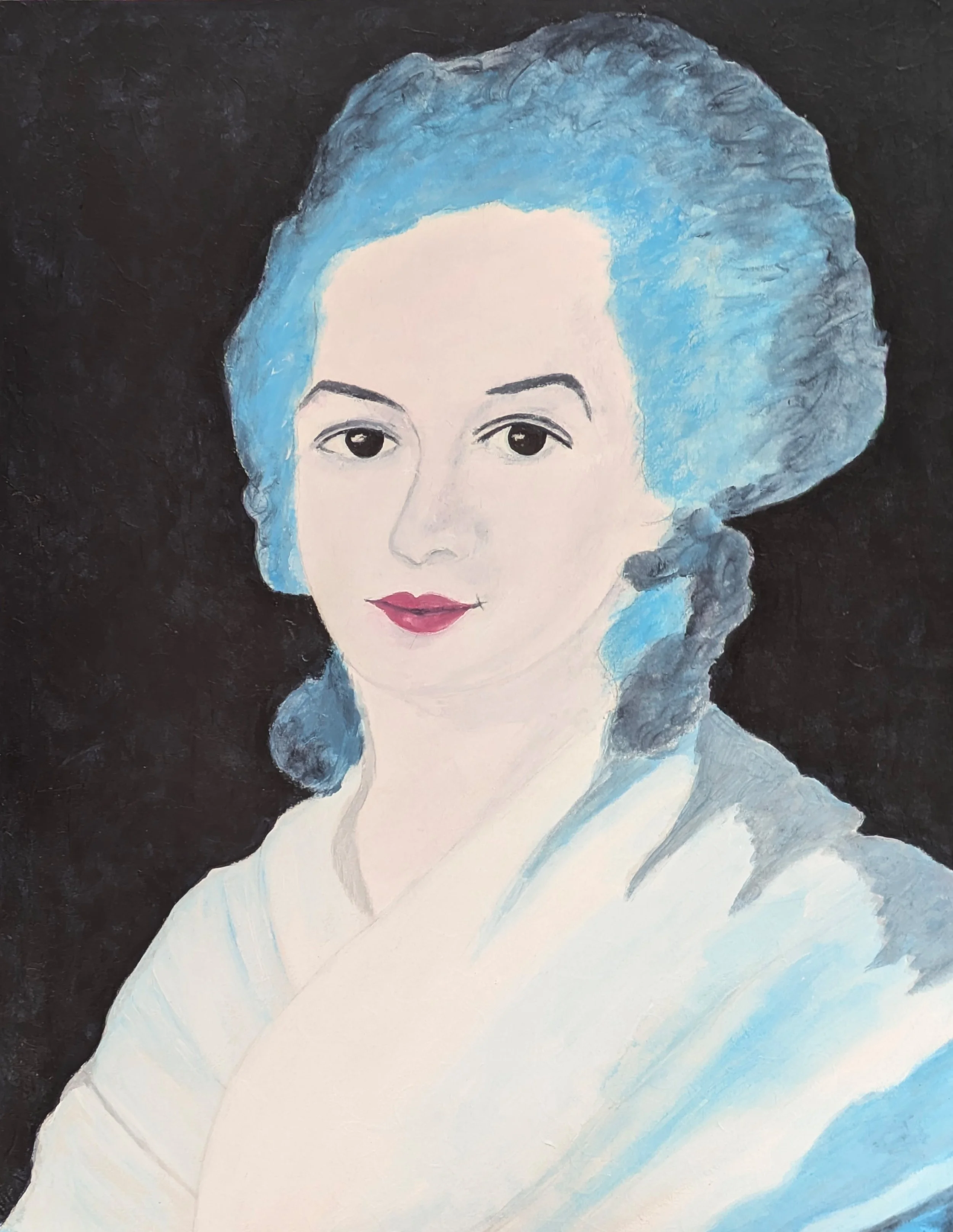 Olympe de Gouges, hushing women for their arrogance, mixed media, 46x61 cm