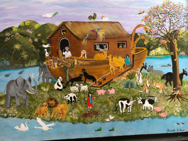 L'Arche de Noé, peinture naïve, acrylique, 40x50 cm