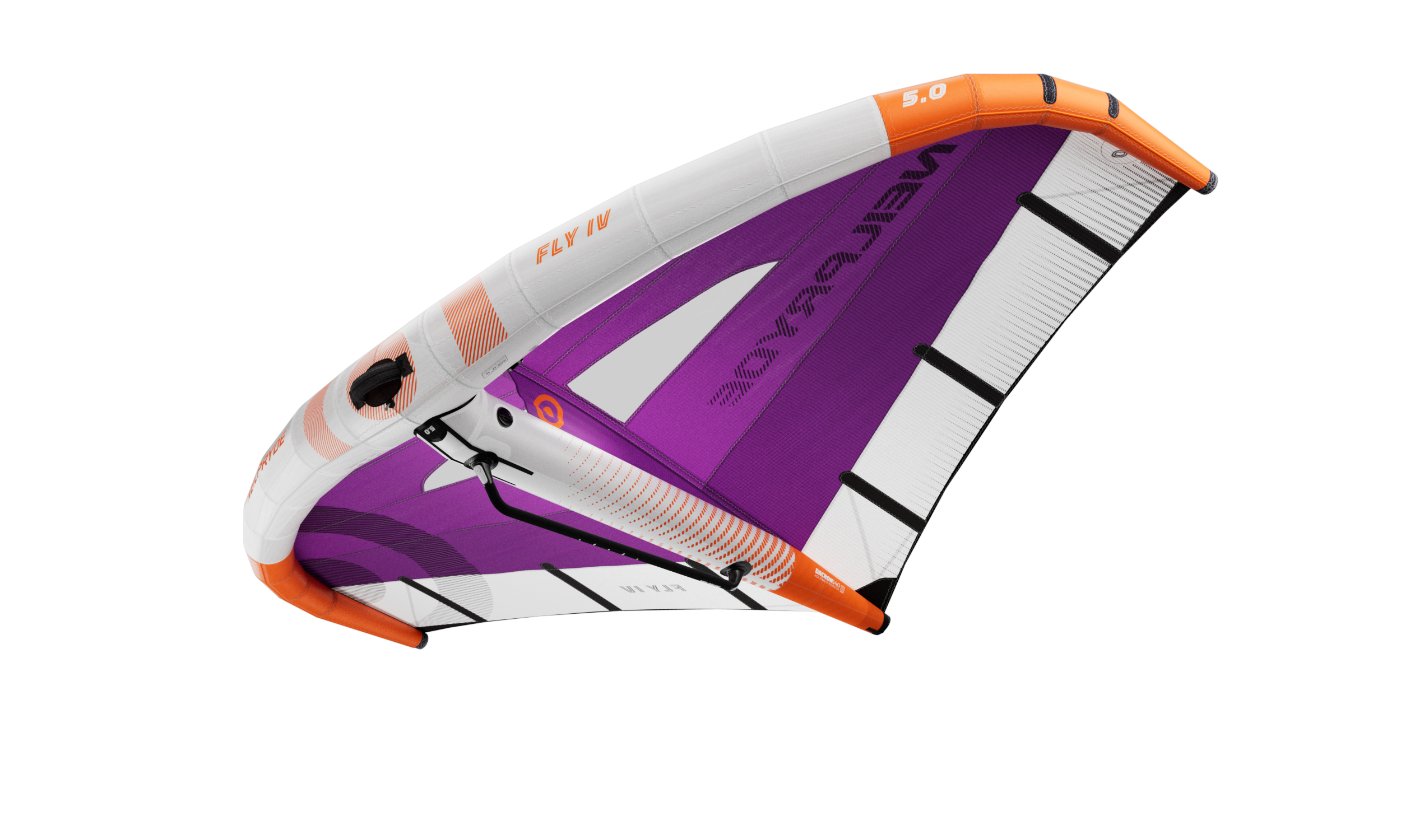 NeilPryde Fly IV Wing in Purple/Orange – Frontansicht mit Handle und Leading Edge