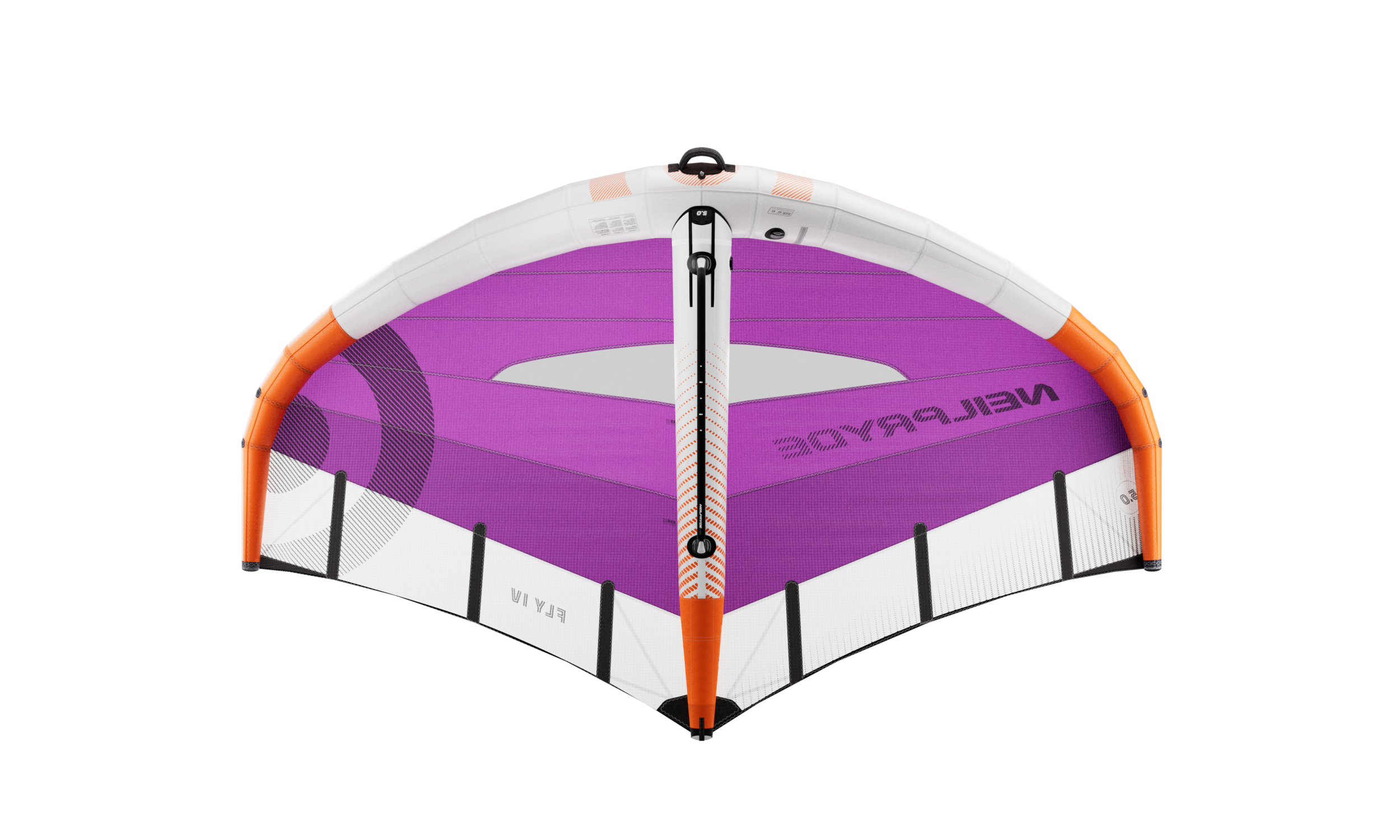 NeilPryde Fly IV Wing komplett aufgefaltet – Draufsicht auf Canopy, Struts und Farbdesign