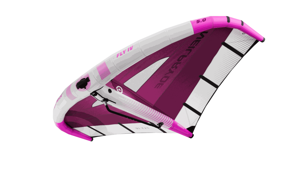 NeilPryde Fly IV Wing in Berry/Pink – Frontansicht mit Handle und Leading Edge