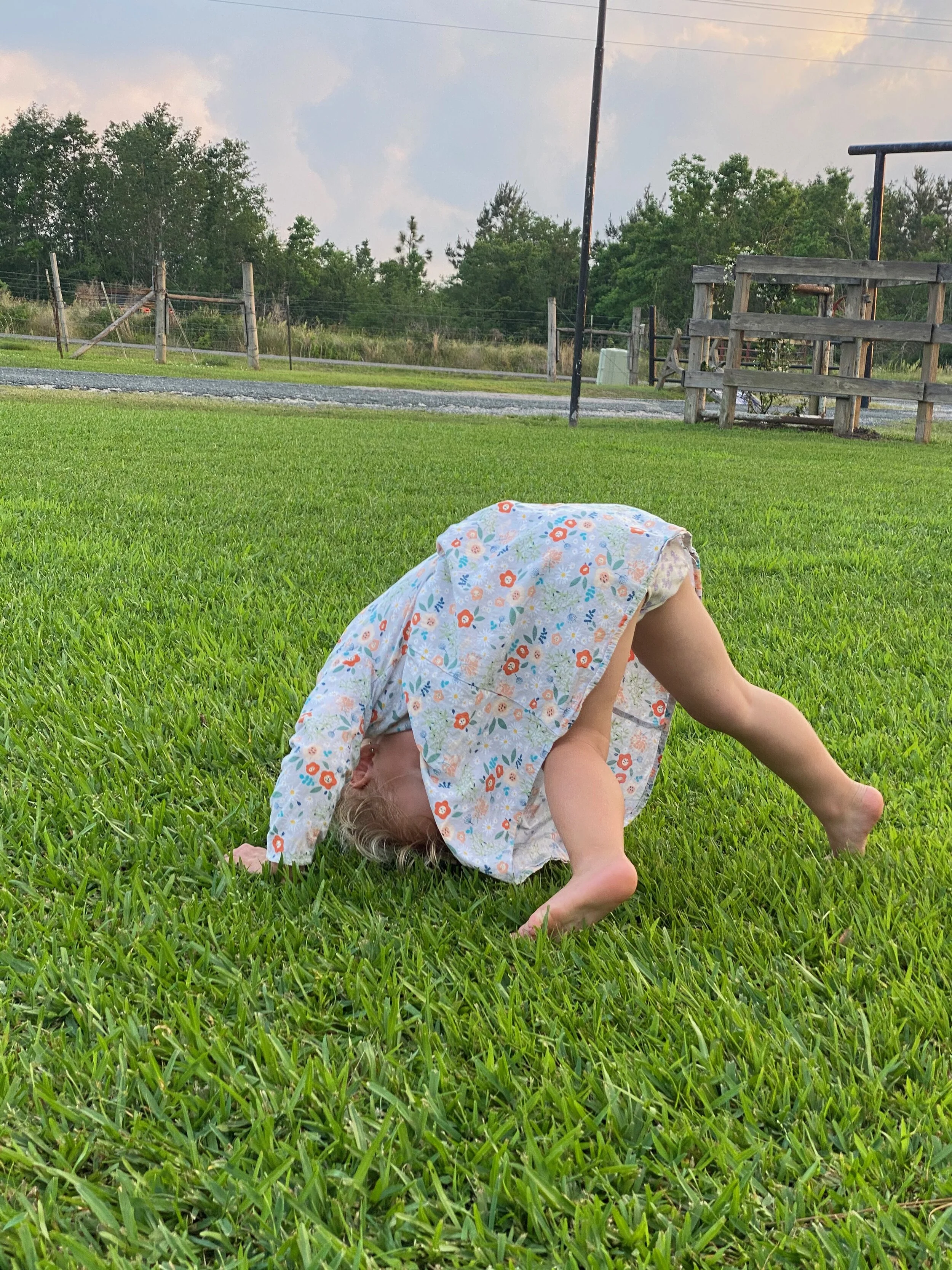 It’s the time of year that supper doesn’t mean the day is over. We get outside and play until the sun goes down and it’s so silly and so FUN! Cartwheels and all;) Speaking of cartwheels, Landry is learning so very much every day. I can’t keep up. Today she was asking me to turn on her songs while she ate breakfast and I got sidetracked and finally she said “Mommy, check innet?” I didn’t understand and told her to show me, she walked over to our internet box and said “check INNET!” hahaha I was being too slow and she thought the “innet” was too. Funny girl.I hope you have had the best week too! I can’t wait to celebrate our Mommas this weekend and spend time with the girls that made me a momma:)Seasonally yours,Kelly