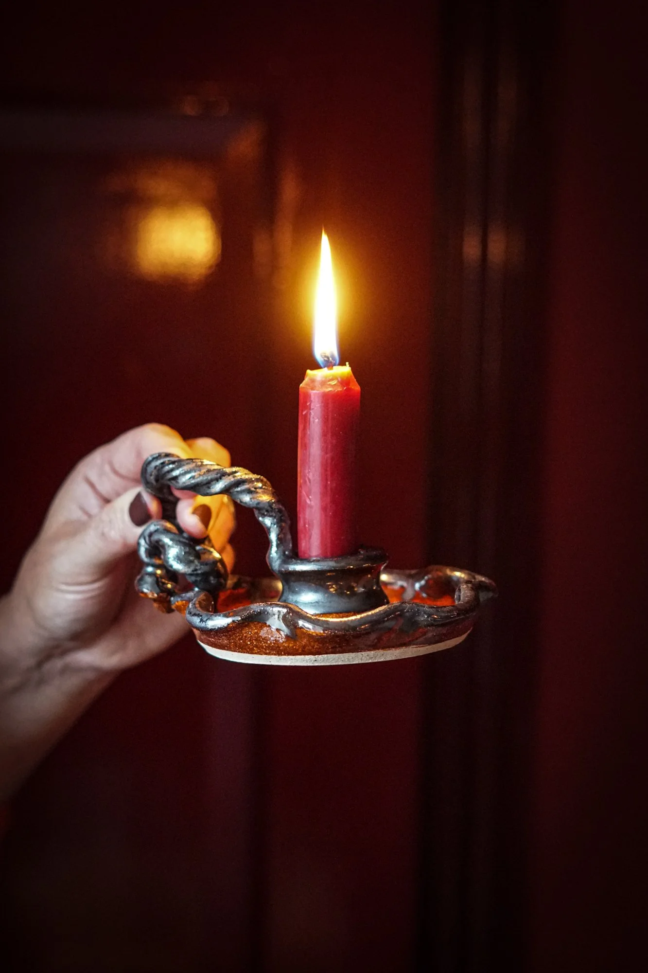 [SECOND] Candle Stick Holder - Gold Merlot