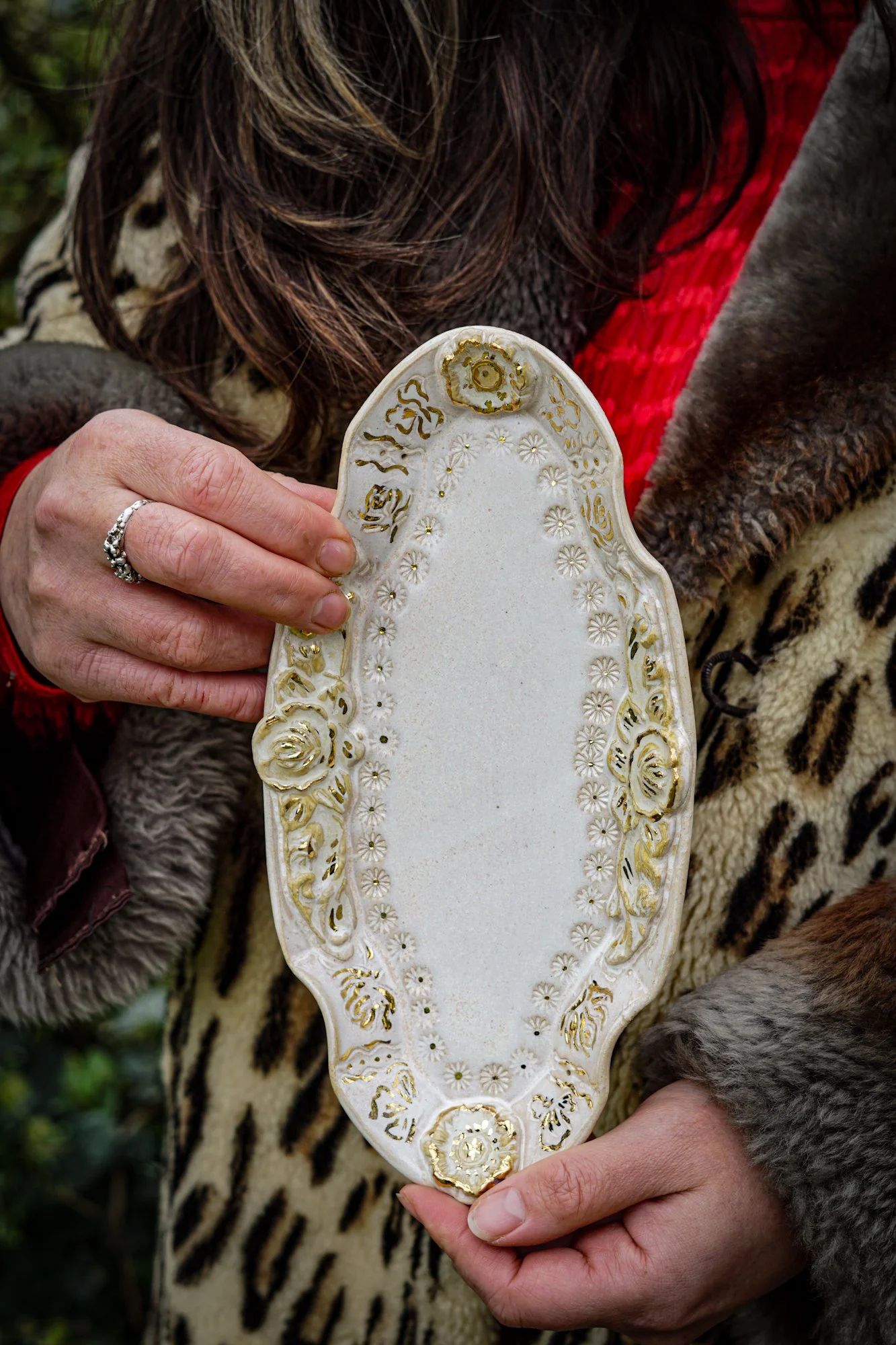 Yellow Rose Trinket Dish - Gold Lustre
