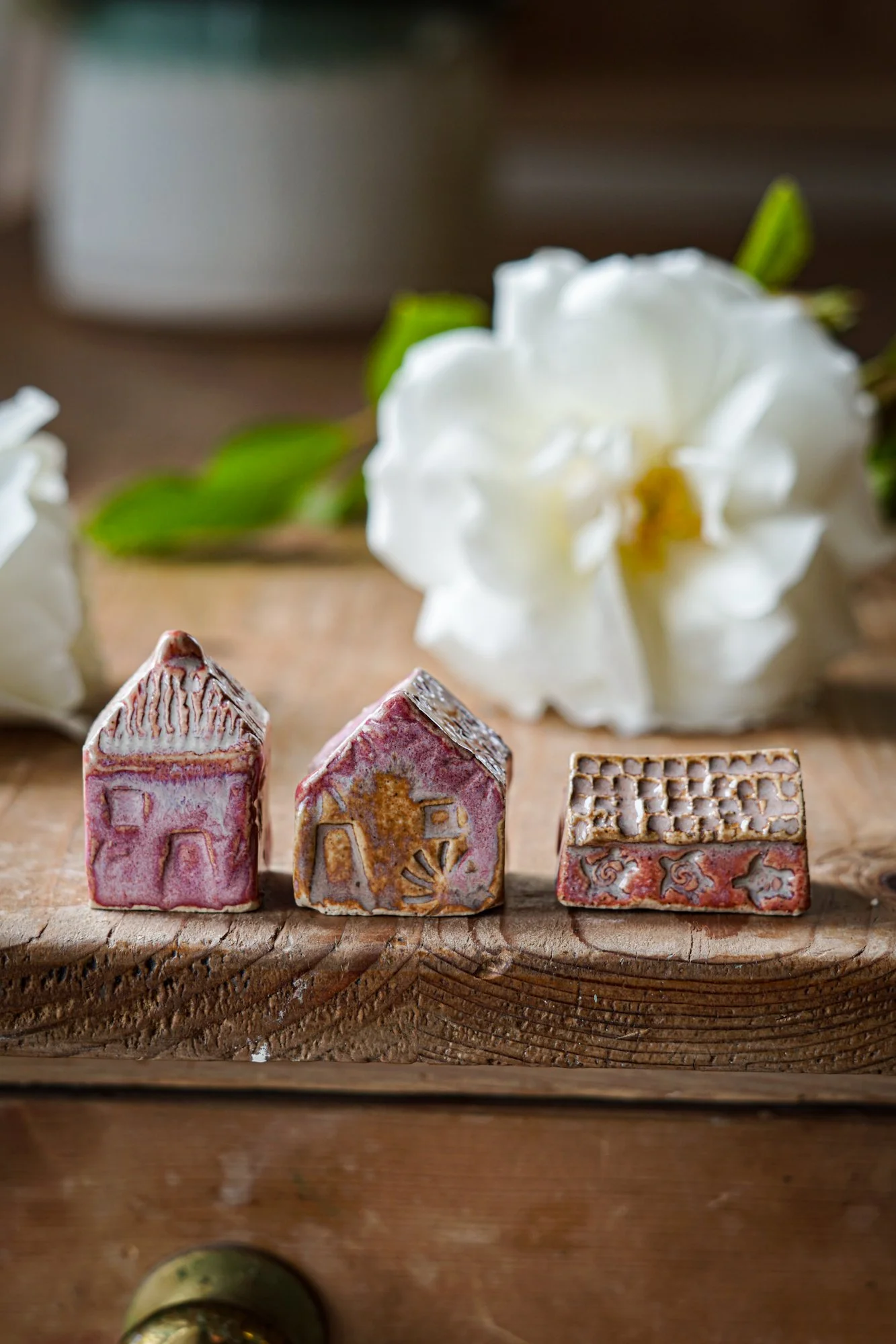 Set of 3 Tiny Cottages - Pinks