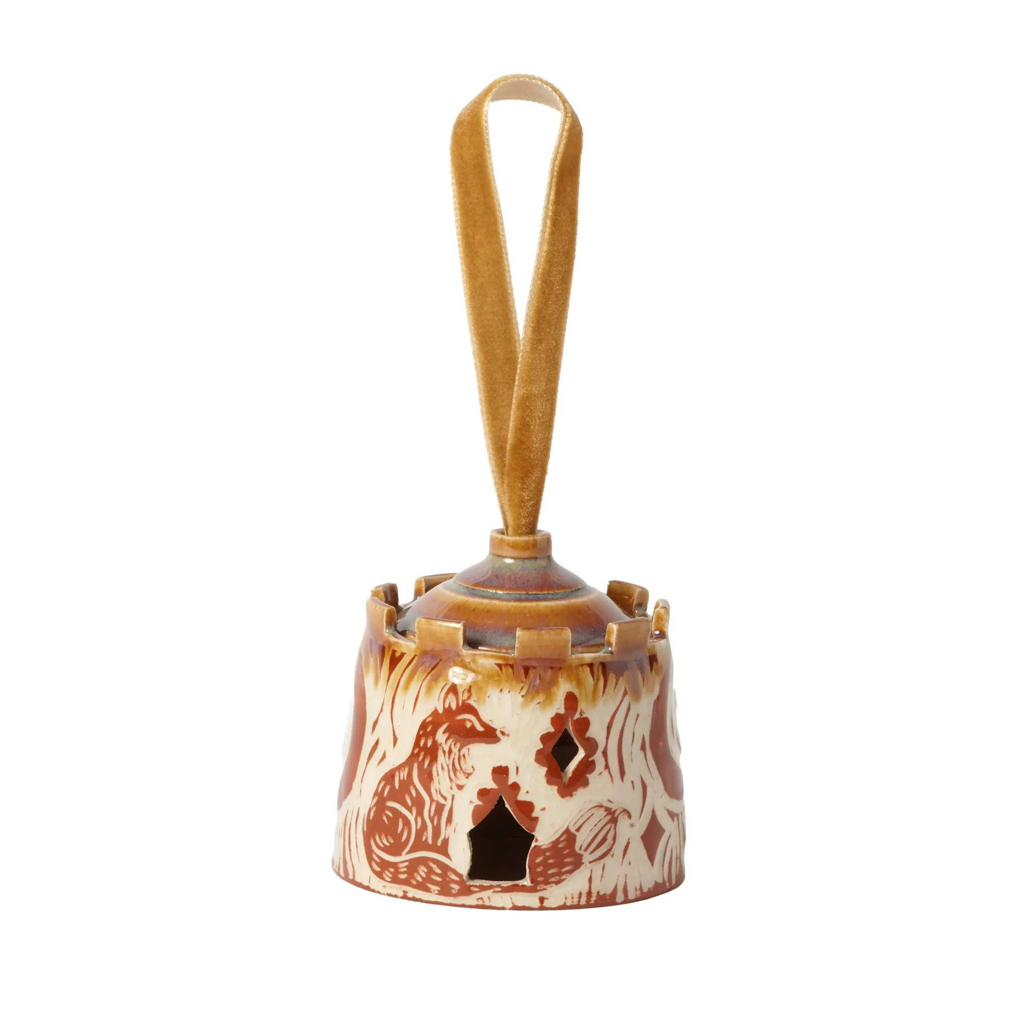 Christmas Castle Tree Decoration - £45 (available from 7th Nov). A miniature woodland castle to hang on the tree, guarded by a fox.