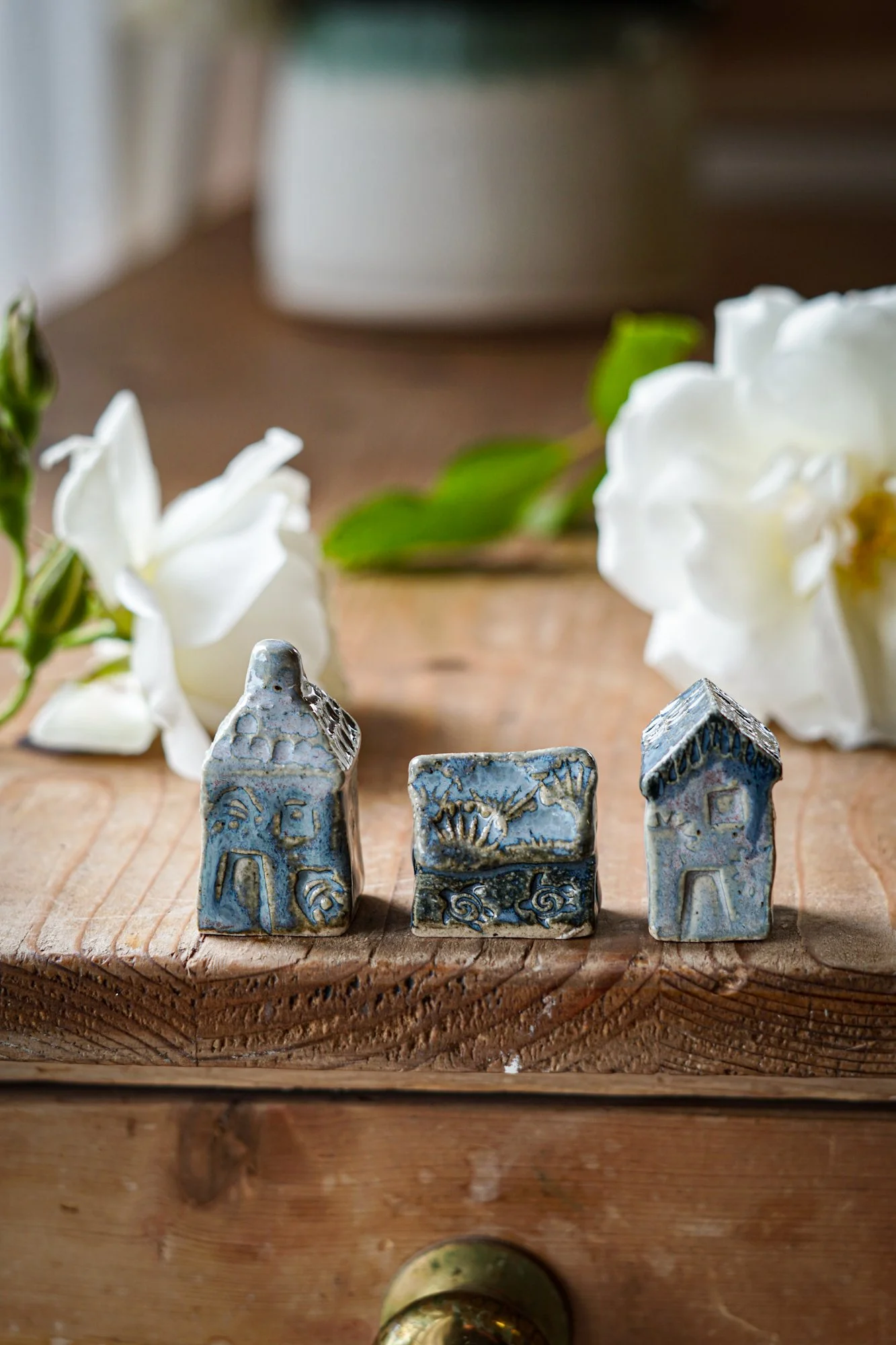 Set of 3 Tiny Cottages - Blues