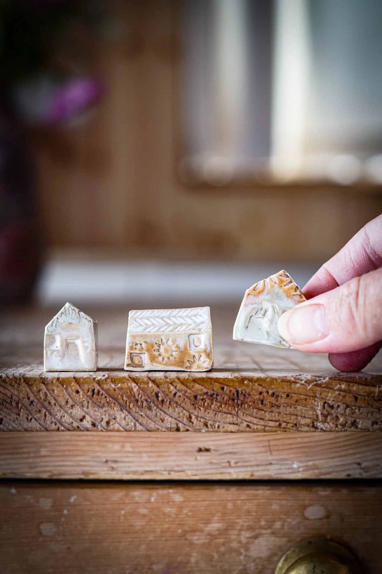 Set of 3 Tiny Cottages - Neutrals
