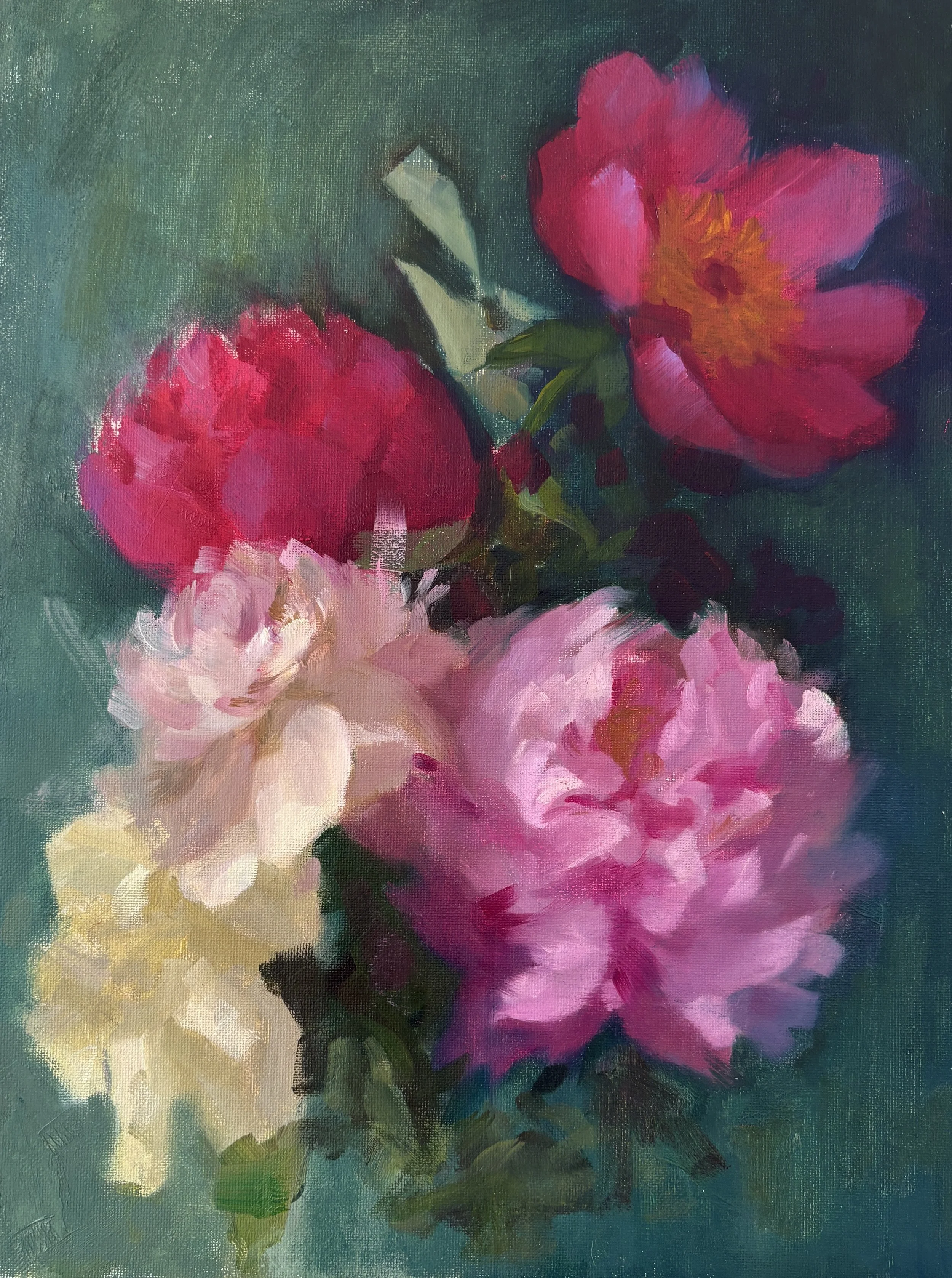 Peonies on Green