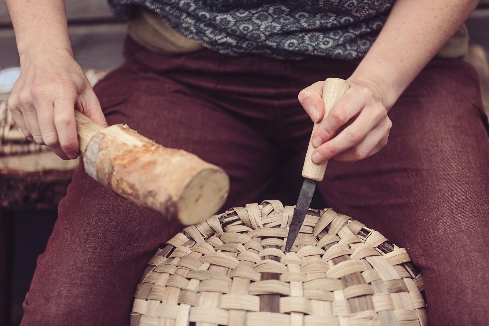 Lorna Singleton spelk basketry basketmakers tool for split wood baskets bodkin, blacksmith made, bespoke, oak and steel (4).jpg