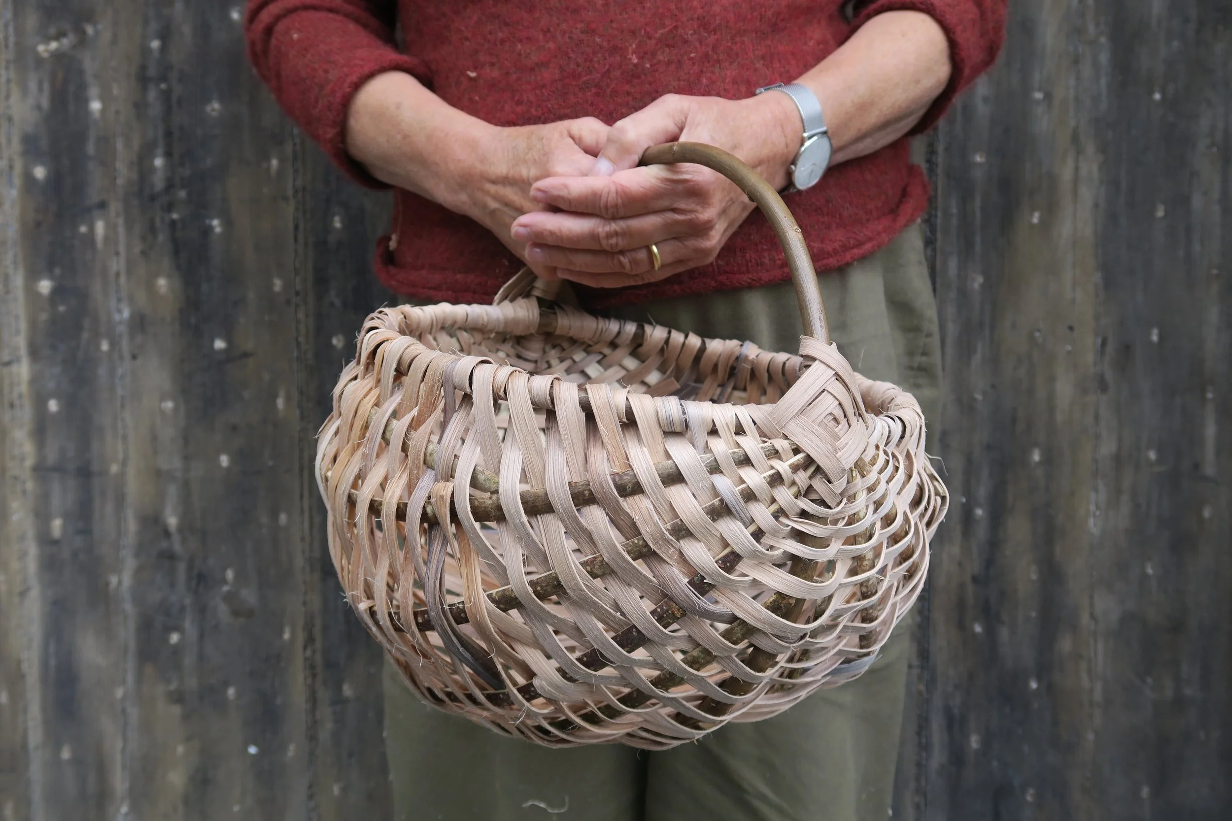 Hazel frame baskets at Wilderness Folk School