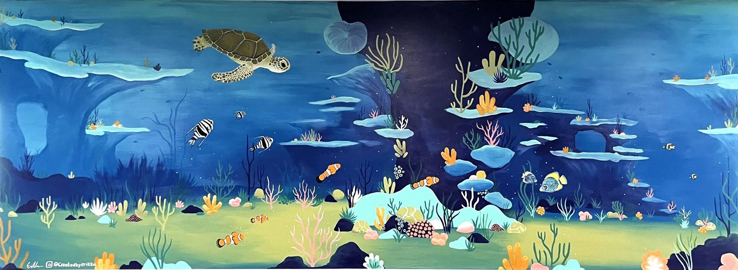 Aquarium Mural, 12.5' x 4.5' | Located in the Memory Care Unit of Celebration Villa in Chippewa, PA (2025)