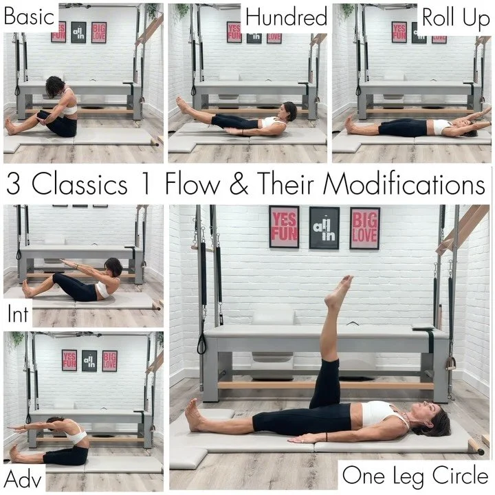 🔹 The first three basic to intermediate exercises of the Classical Mat, with three progressions to ensure accessibility for all ✔️ 
.
➡️ Hundred: 
.
💡 Fundamentally a breathing exercise to oxygenate the tissues &amp; increase blood flow throughout 