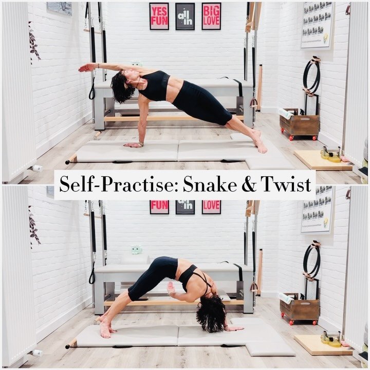 🔹 Oh the challenge of the &lsquo; #SnakeAndTwist &lsquo; 😵&zwj;💫🙃🤔
.
🔹 Not featured as part of the original 34 JP Classical Mat, but very much part of the advanced Classical Reformer sequence, &amp; definitely included in Romana&rsquo;s Advance