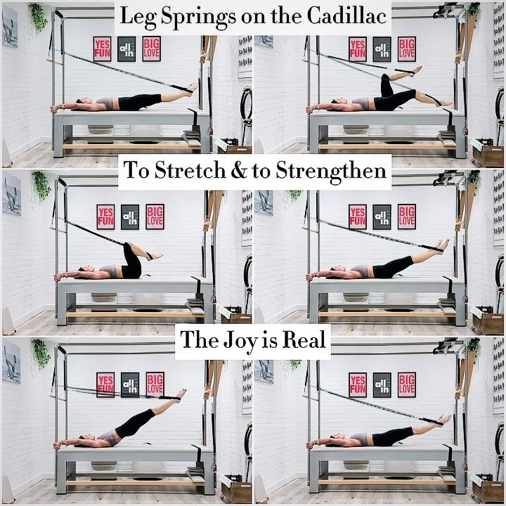 🔹 A little cadi practise with the leg springs in between clients, to literally wake up &amp; strengthen back of hips &amp; legs, &amp; open &amp; stretch the front ✔️ 
.
🔹It has been quite a journey with these heavy springs to get out of my legs &a