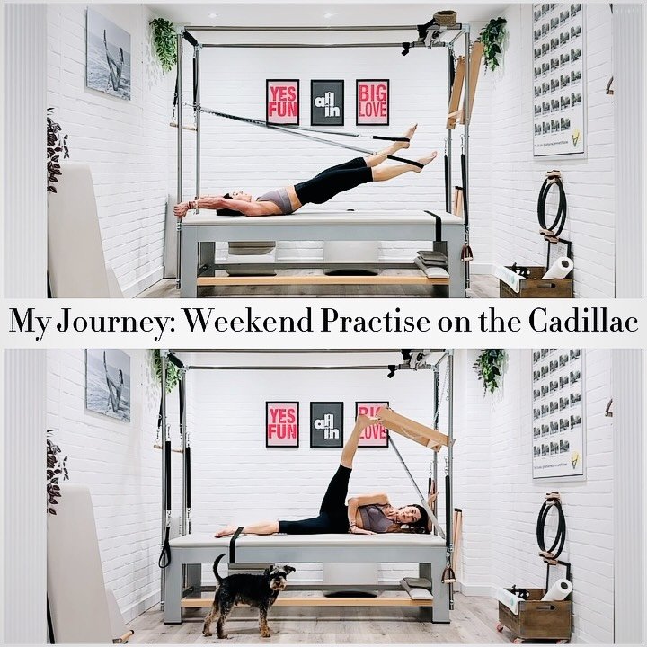 🔹Sharing a little of this weekend&rsquo;s self-practise on the Cadillac: 
.
➡️ Leg Springs: 
.
▫️4 &amp; 6 Count Frog 
.
▫️Airplane 
.
▫️Small Circles / Walking / Heel Beats / Bicycle in the Air 
.
➡️ Push Through Bar: 
.
▫️Push Through 
.
▫️Teaser 