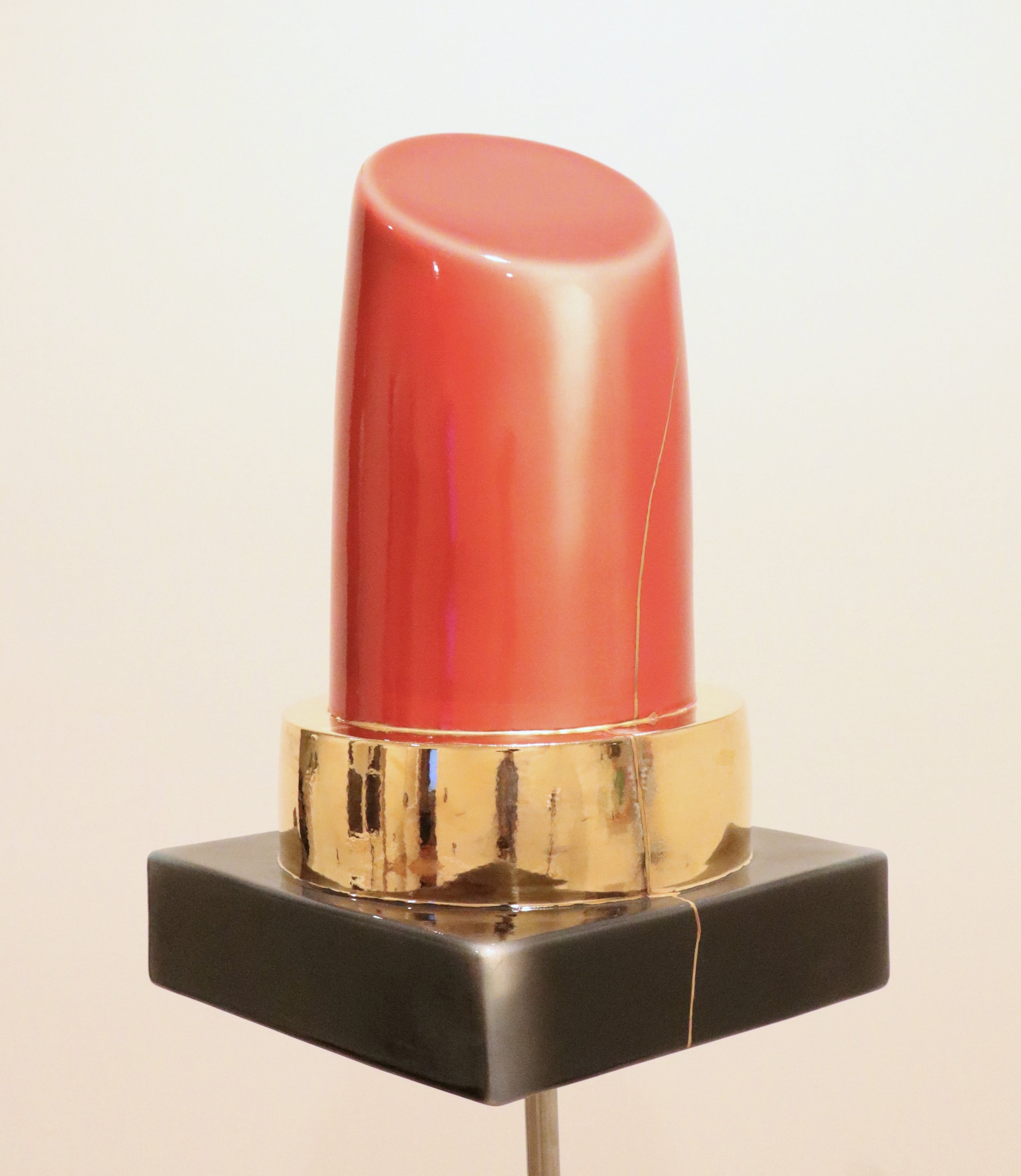 Text Thread 2/ Glazed and lustered ceramic with Kintsugi, polychromed spalted maple, steel, stainless steel, and PLA. / 68"x30"x24"/ 2024-2025